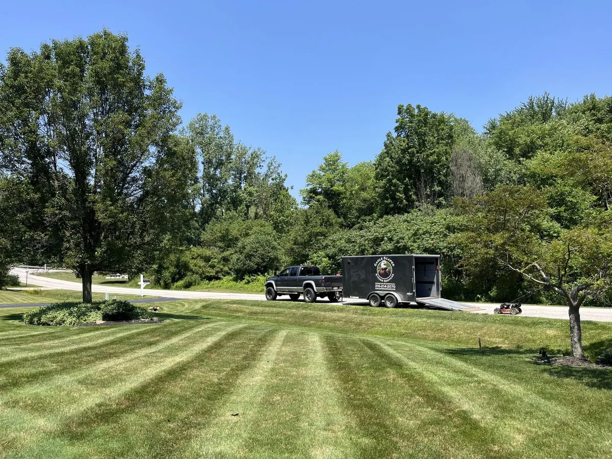 Commercial Scag zero-turn mower on a Chagrin Falls property