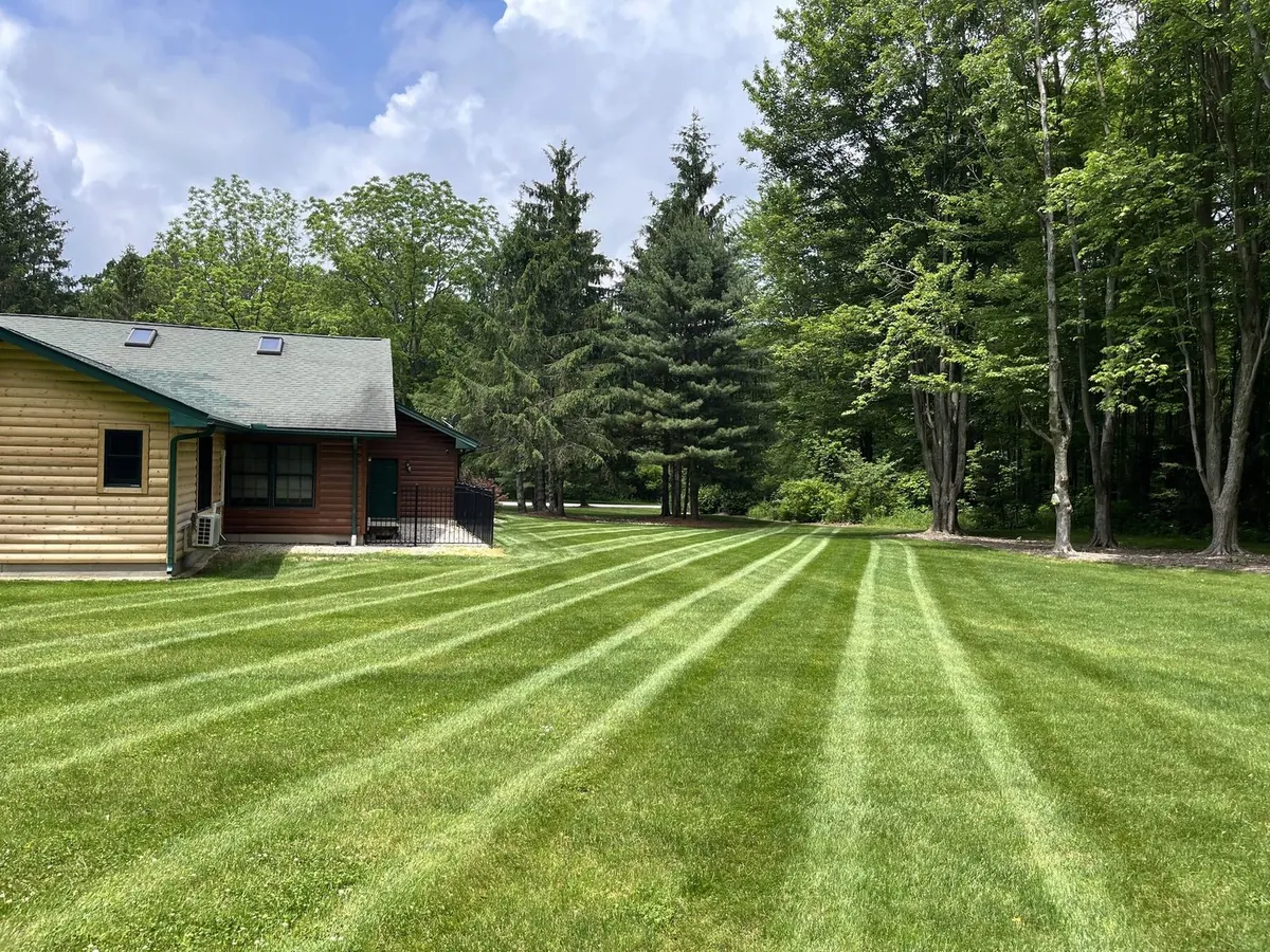 Wide angle mowed lawn at a Northeast Ohio property