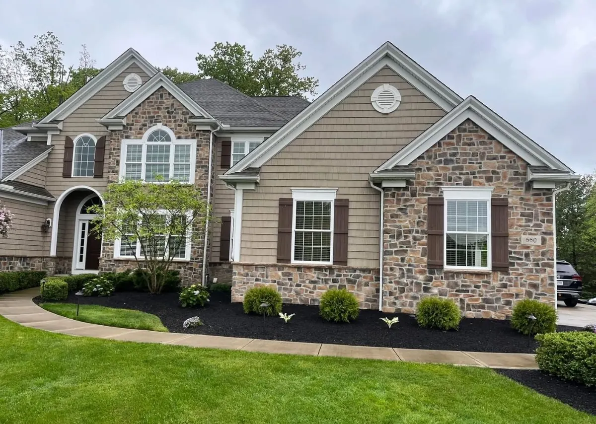 Fresh dark mulch installed in landscape beds