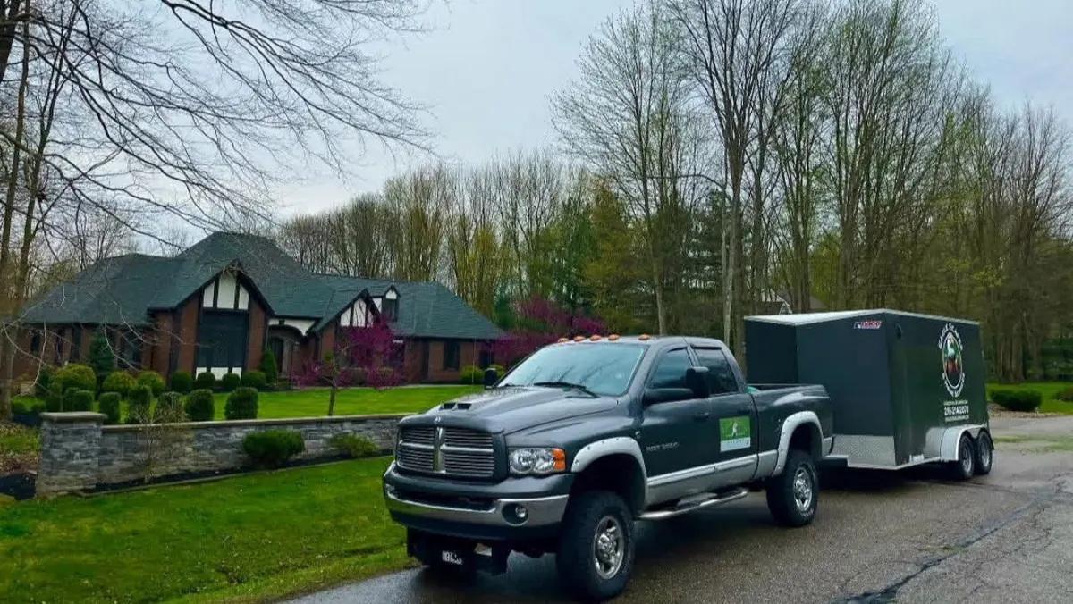 Eagle Scapes truck and trailer at Tudor home